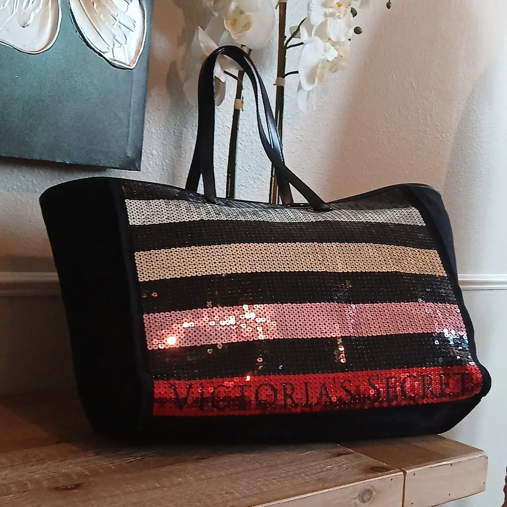Victoria's Secret Limited Edition Black Embellished Glam Tote Bag